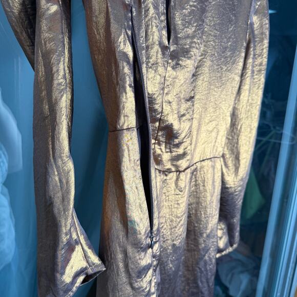 NWT & OTHER STORIES Size 4 Holiday Party Cocktail Mini Twist Front Copper Dress - Picture 7 of 11